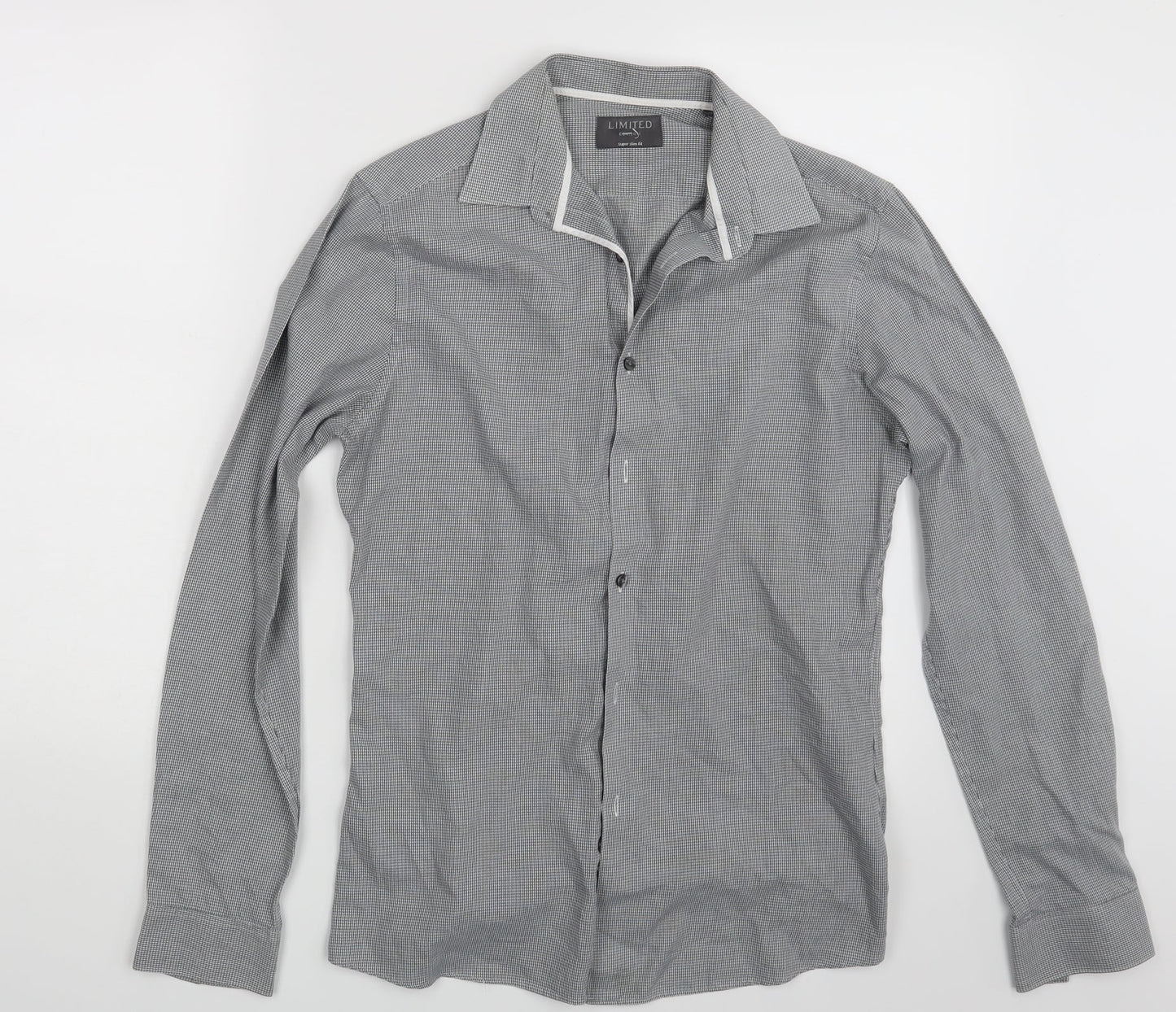 M&S Mens Grey Geometric   Button-Up Size S