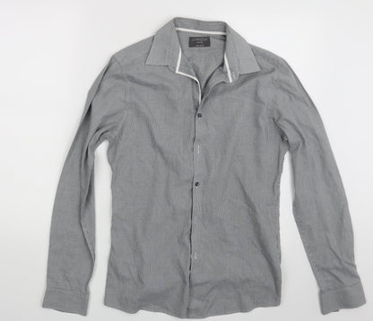 Marks & Spencer Mens Grey Geometric   Button-Up Size S