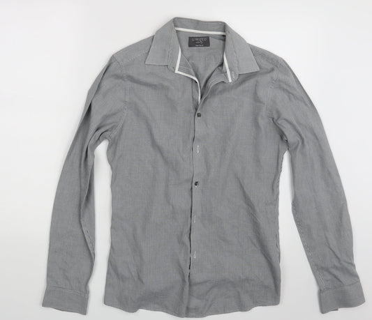 M&S Mens Grey Geometric   Button-Up Size S
