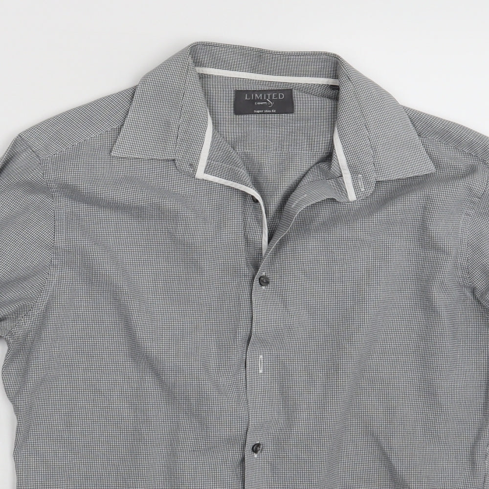 M&S Mens Grey Geometric   Button-Up Size S