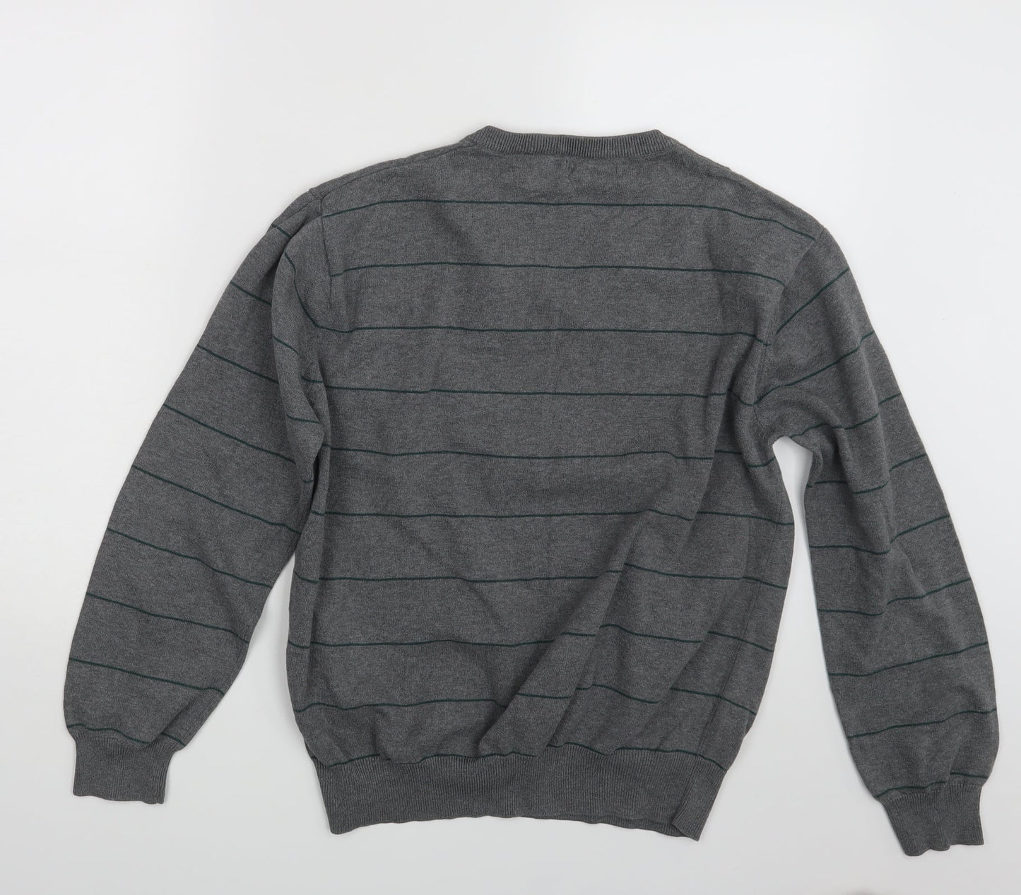 French Connection Mens Grey Striped  Pullover Jumper Size L