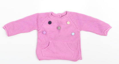 Additional front view of Nutmeg girls’ pink jumper, size 3-6, months