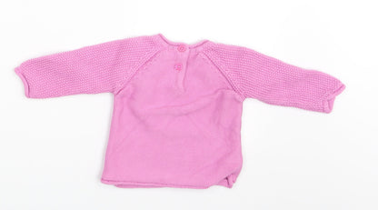 Back view of Nutmeg girls’ pink jumper, size 3-6, months