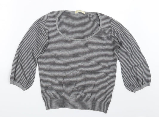 M&S Womens Grey Striped  Pullover Jumper Size 12