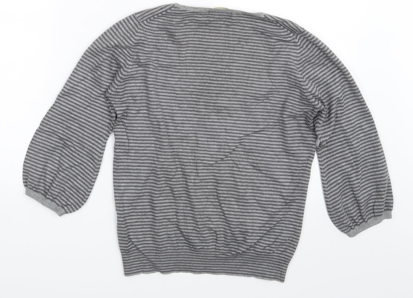 M&S Womens Grey Striped  Pullover Jumper Size 12