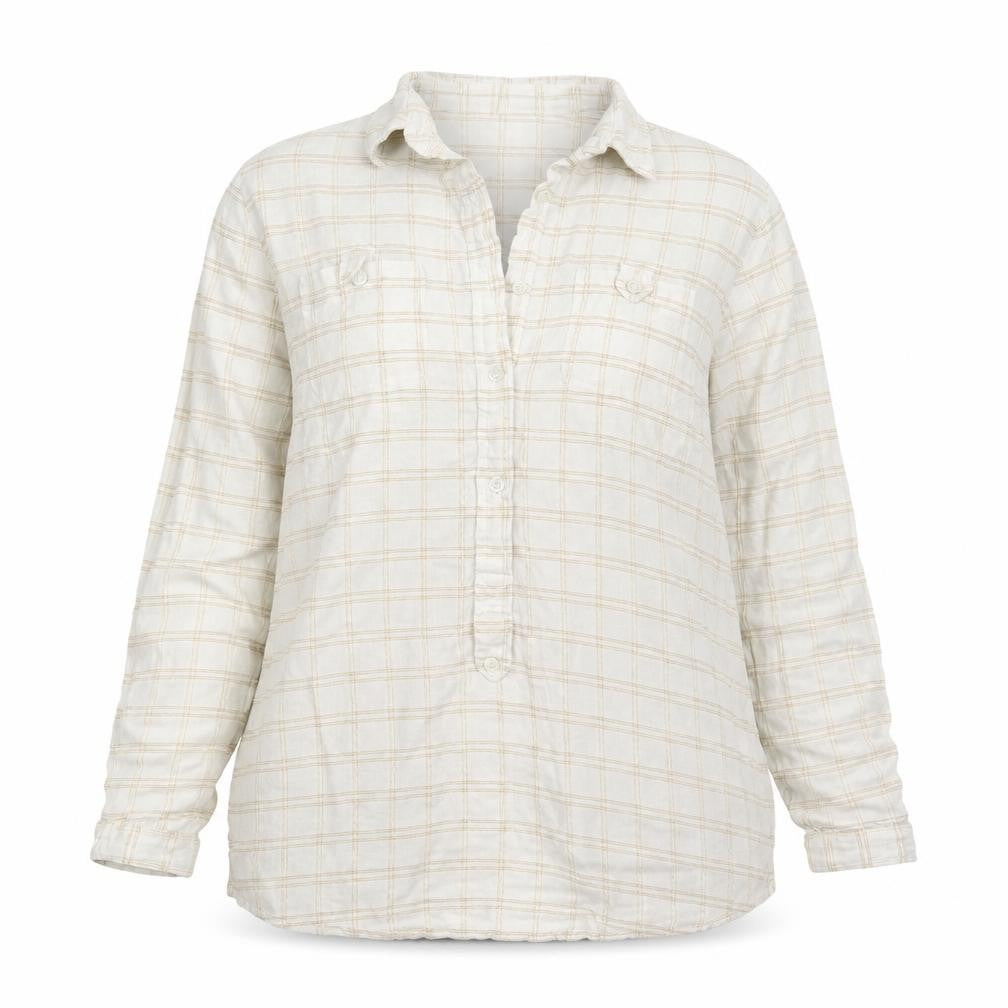 M&Co. Womens Ivory Check  Basic Button-Up Size 16
