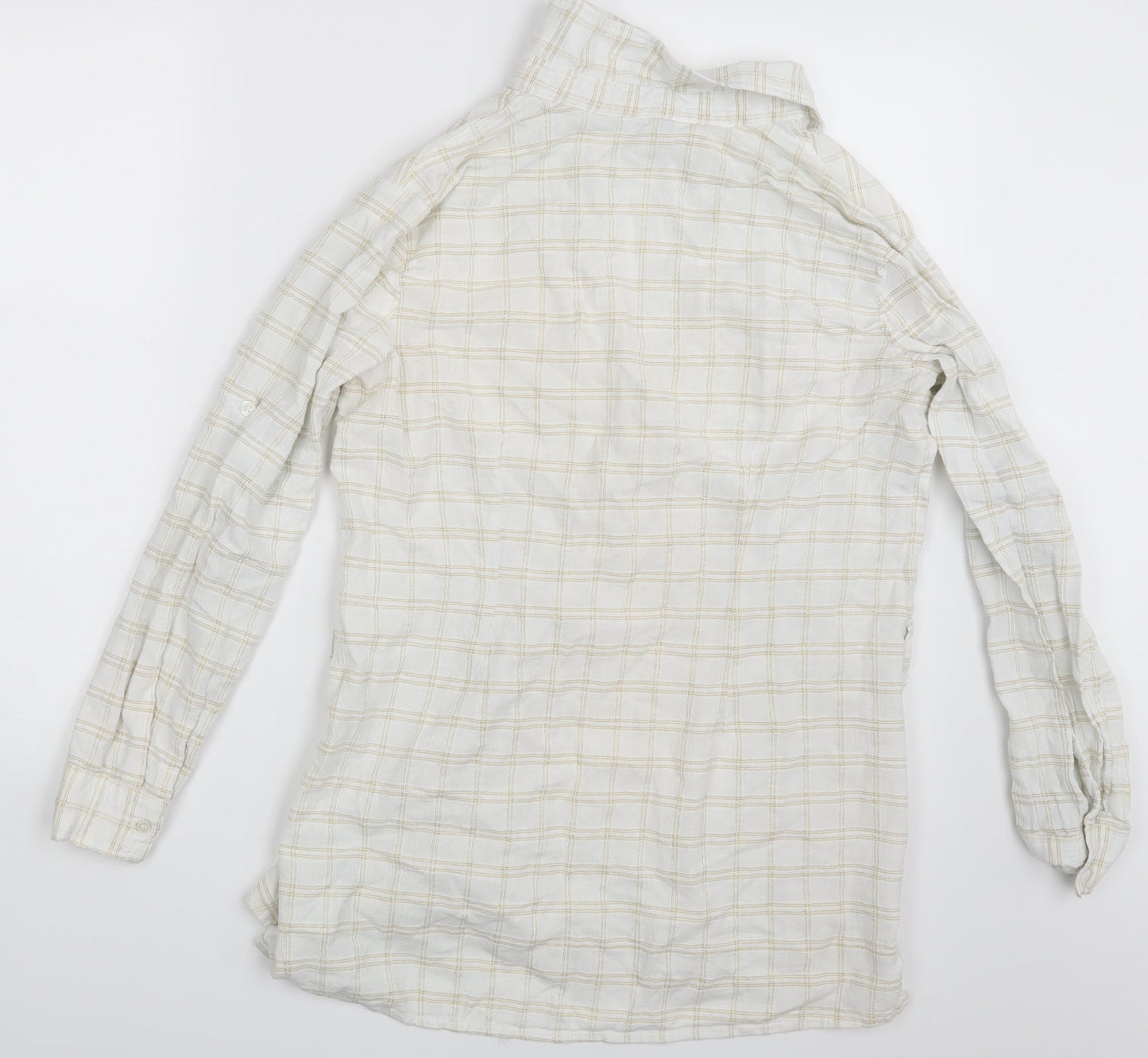 M&Co. Womens Ivory Check  Basic Button-Up Size 16