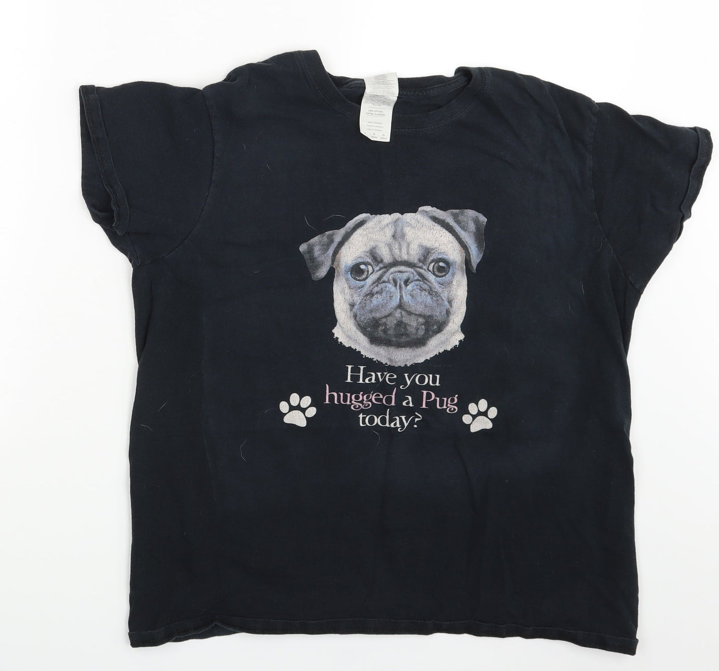 Gildan  Womens Black Animal Print  Basic T-Shirt Size L