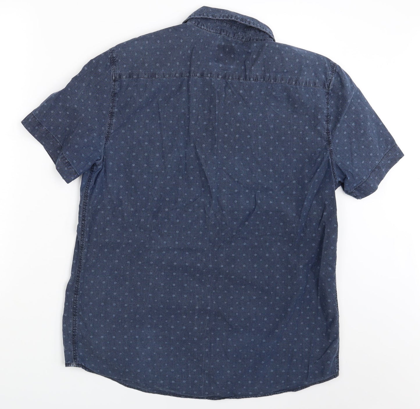 David Jones Mens Blue Polka Dot   Button-Up Size M