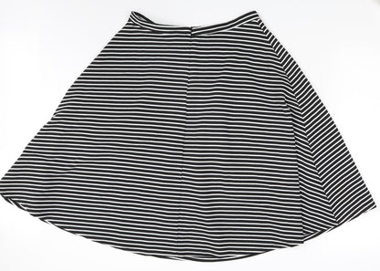 Preloved NEXT Womens Black Striped  A-Line Skirt Size 14 - Front