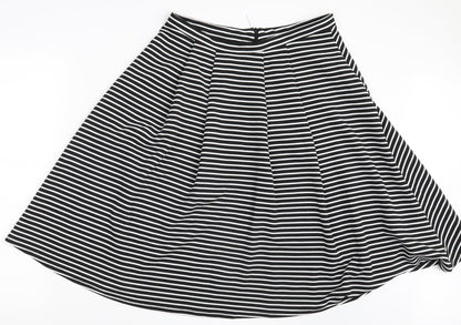 Preloved NEXT Womens Black Striped  A-Line Skirt Size 14 - Back