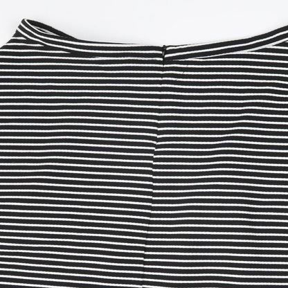 Preloved NEXT Womens Black Striped  A-Line Skirt Size 14 - Detail