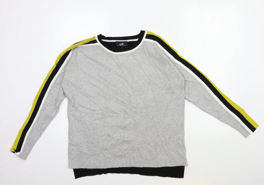 Wallis Womens Grey Striped Knit Pullover Jumper Size S