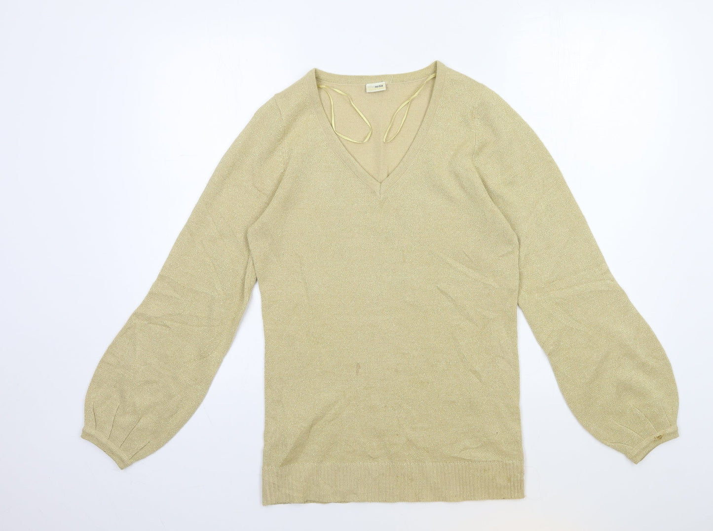 ETHLE AUSTIN Womens Gold  Knit Pullover Jumper Size S