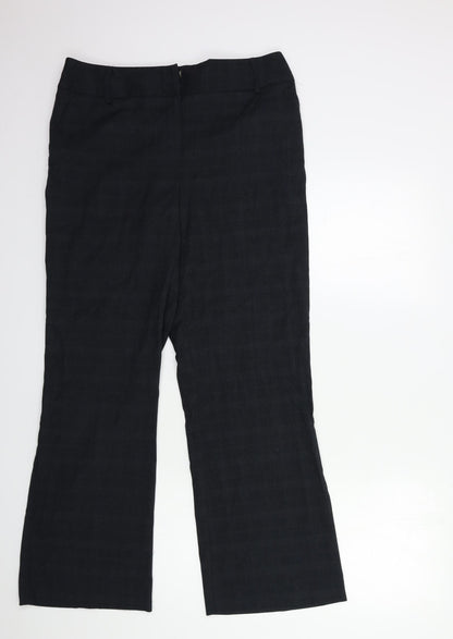 Additional front view of Papaya women’s black check trousers, size UK 14, 30-inch leg