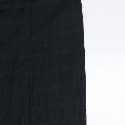 Close-up detail of Papaya women’s black check trousers, size UK 14, 30-inch leg