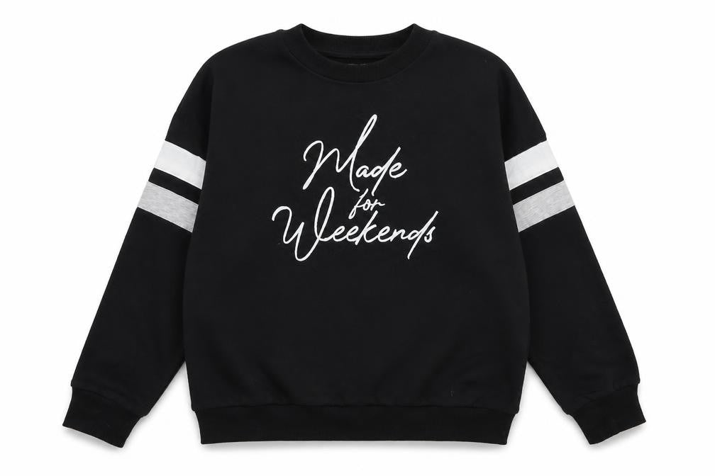 Marks & Spencer Girls Black Striped  Pullover Sweatshirt Size 9-10 Years