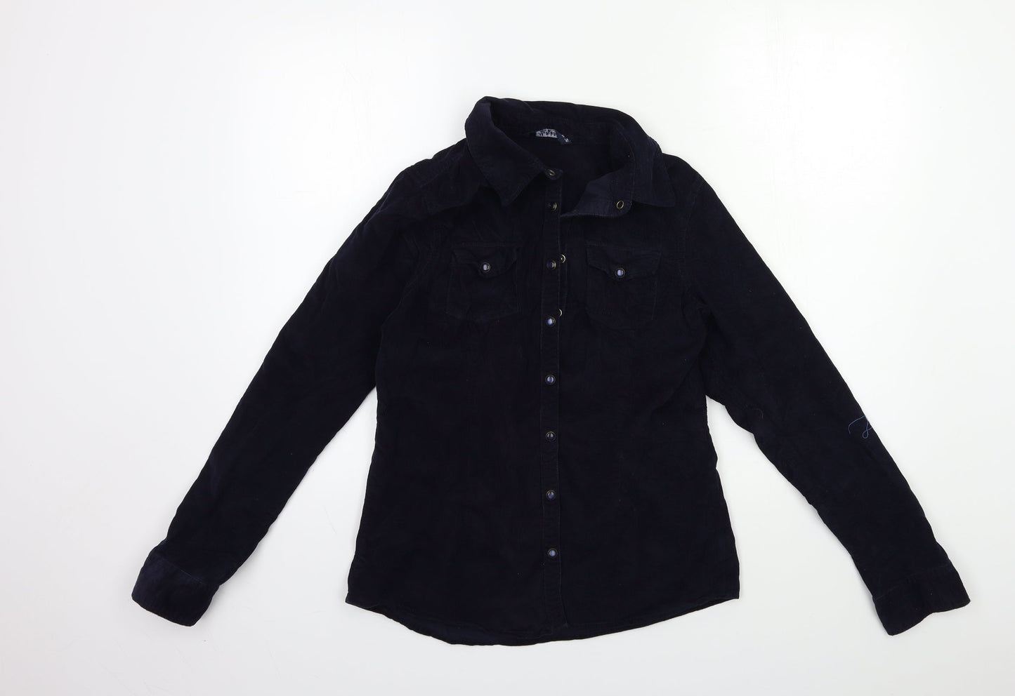 Multiblu Womens Blue  Corduroy Basic Button-Up Size 8