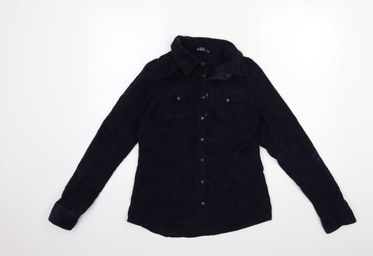 Multiblu Womens Blue  Corduroy Basic Button-Up Size 8