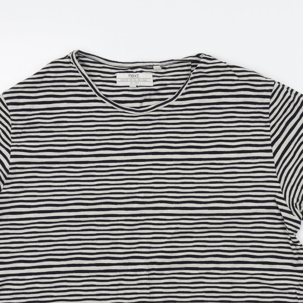 NEXT Womens Blue Striped  Basic T-Shirt Size M