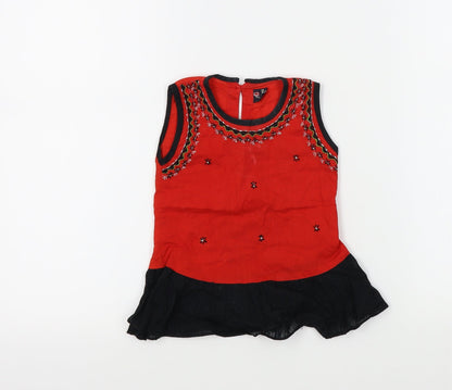 Additional front view of alam's girls’ red floral a-line, size 18, months