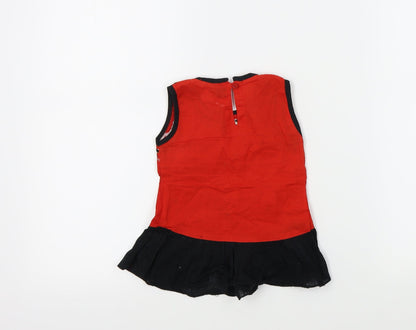 Back view of alam's girls’ red floral a-line, size 18, months