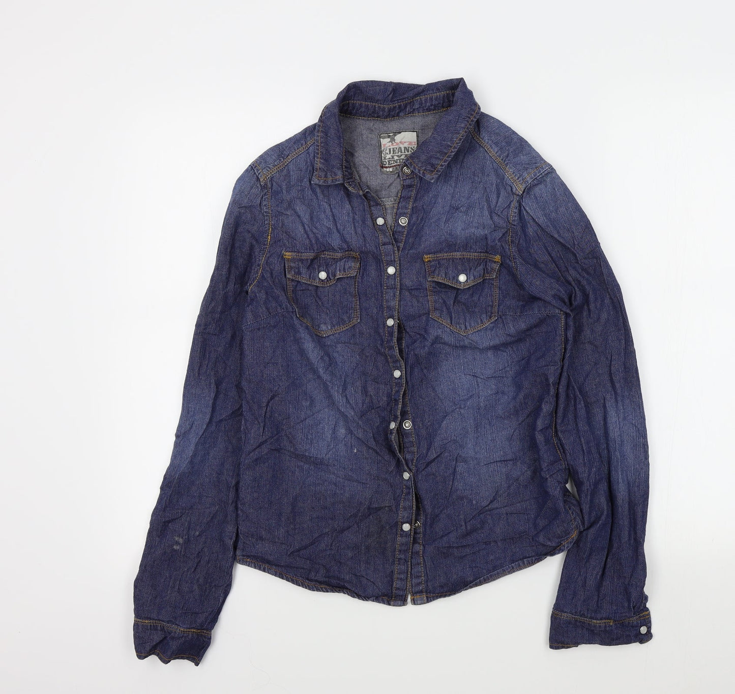 New Look Womens Blue Colourblock  Basic Button-Up Size 6