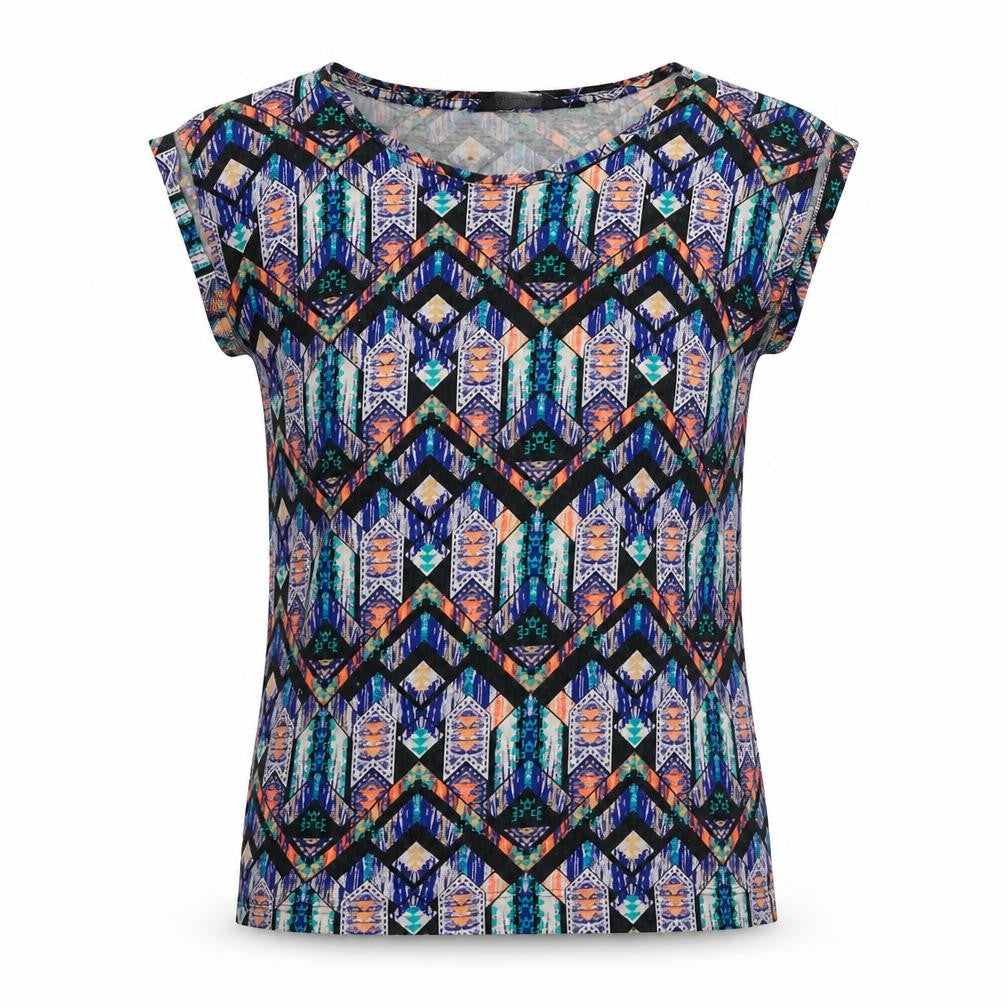 New Look Womens Multicoloured Geometric  Basic T-Shirt Size 8