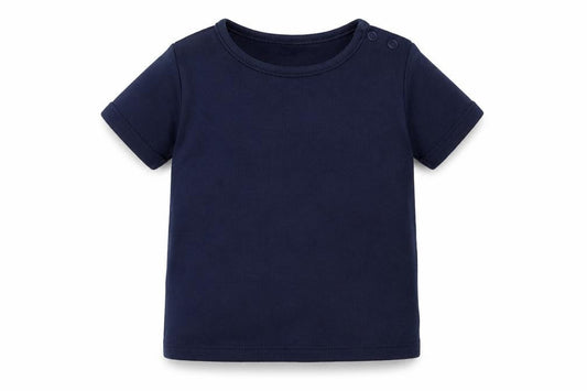 Front view of F&F Baby Blue Colourblock Basic T-Shirt, size 12-18, Months