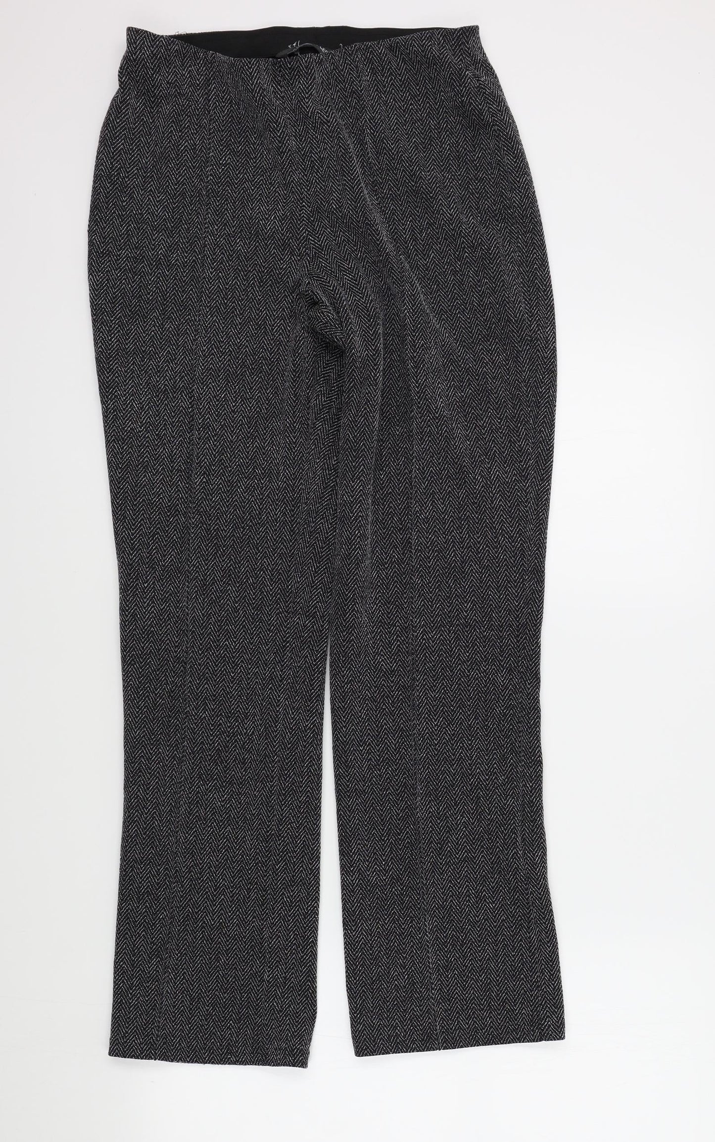 Preworn Womens Black Geometric  Trousers  Size 10 L29 in