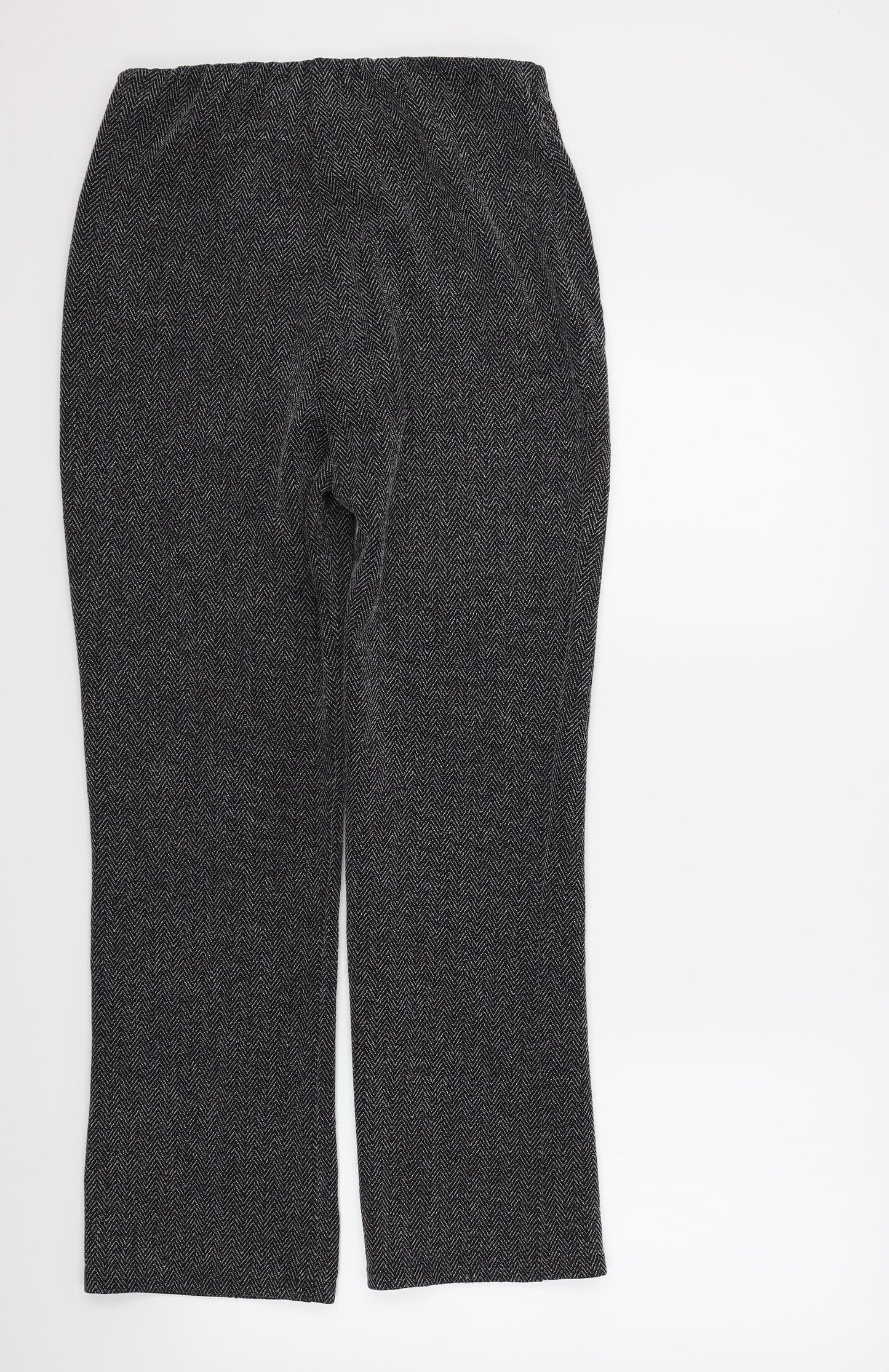 Preworn Womens Black Geometric  Trousers  Size 10 L29 in