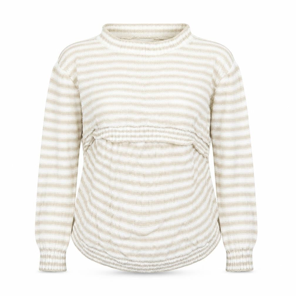 Setin Womens Beige Striped Knit Pullover Jumper Size L