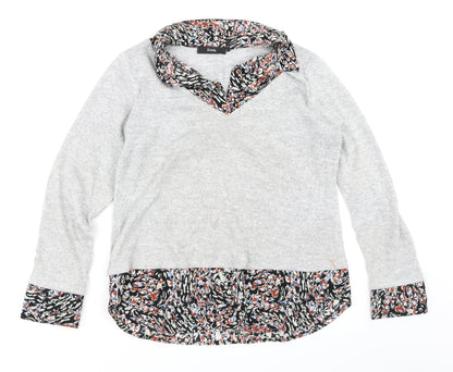Preloved Festa Womens Grey Floral  Pullover Jumper Size 14 - Front