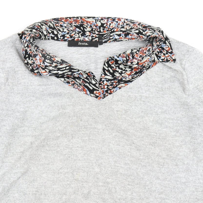 Preloved Festa Womens Grey Floral  Pullover Jumper Size 14 - Detail