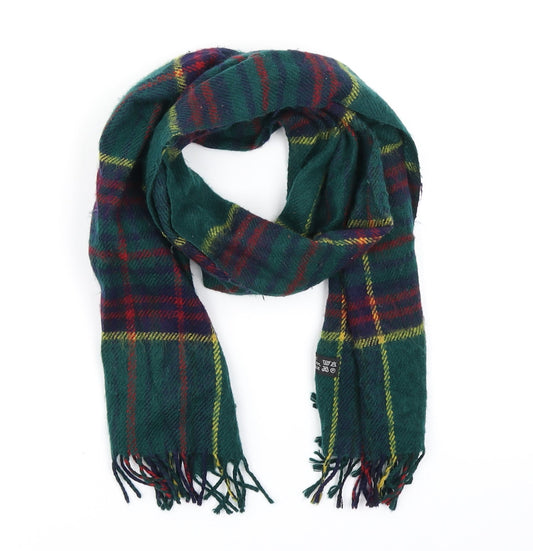 Preworn Unisex Green Plaid Knit  Scarf