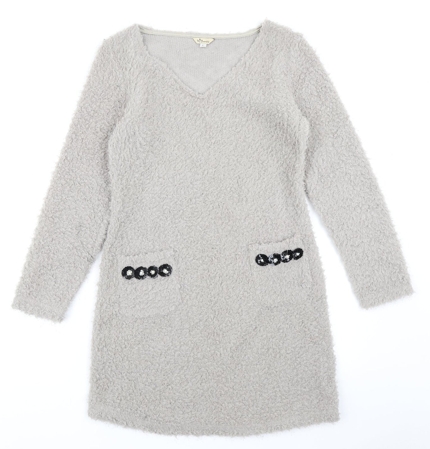 M Buaberfly Womens Grey   A-Line  Size L
