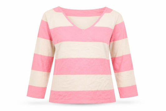 Viz A Viz Womens Multicoloured Striped  Basic T-Shirt Size S