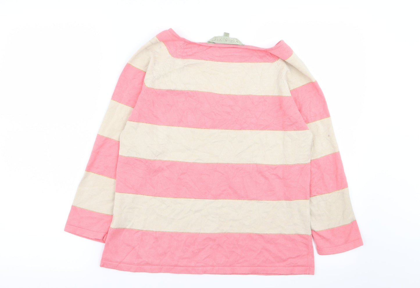 Viz A Viz Womens Multicoloured Striped  Basic T-Shirt Size S