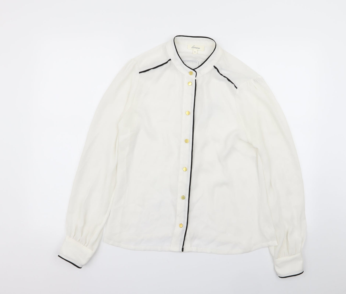 Linea Womens White   Basic Button-Up Size 10