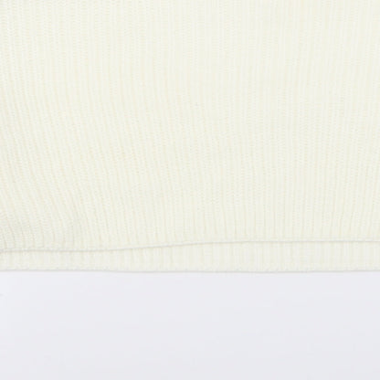 Brand and care label for Missguided women’s white jumper, size M