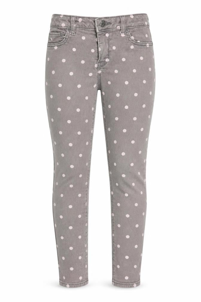 Gap Girls Grey Polka Dot Denim Skinny Jeans Size 12 Years