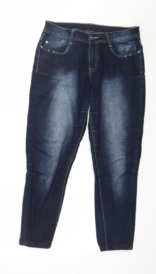 Preworn Womens Blue  Denim Tapered Jeans Size 34 in L26 in