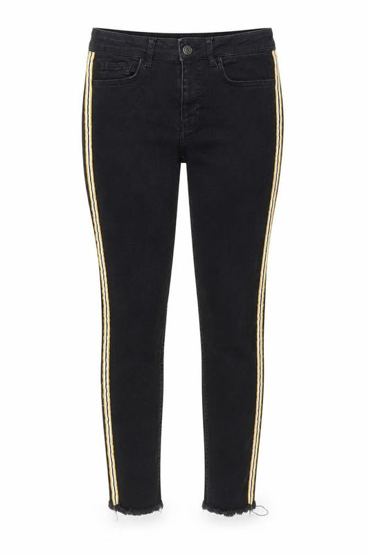 Front view of Denim & Co. women’s black denim skinny jeans, size UK 8, 26-inch leg
