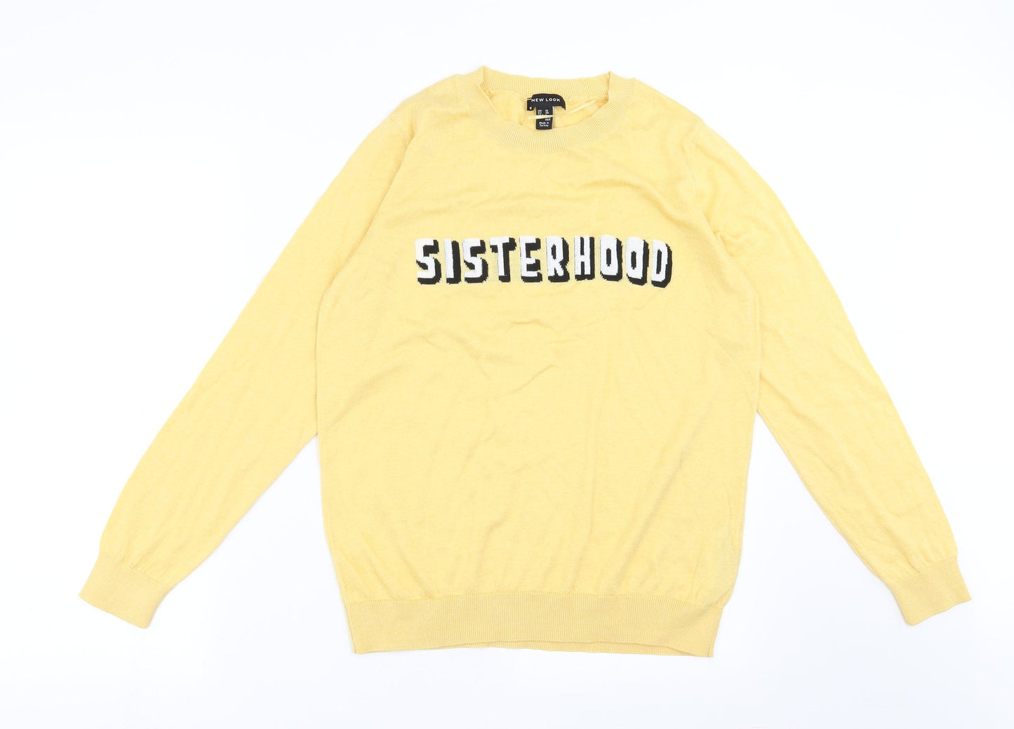New Look Womens Yellow  Knit Pullover Jumper Size 10  - Sisterhood