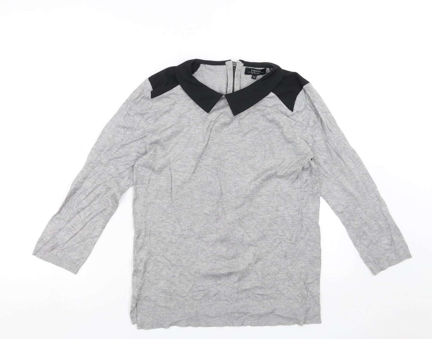 Papaya Womens Grey  Knit Pullover Jumper Size 10