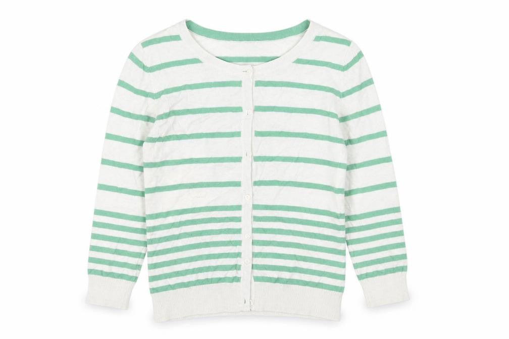 H&M Mens White Striped Knit Cardigan Jumper Size S