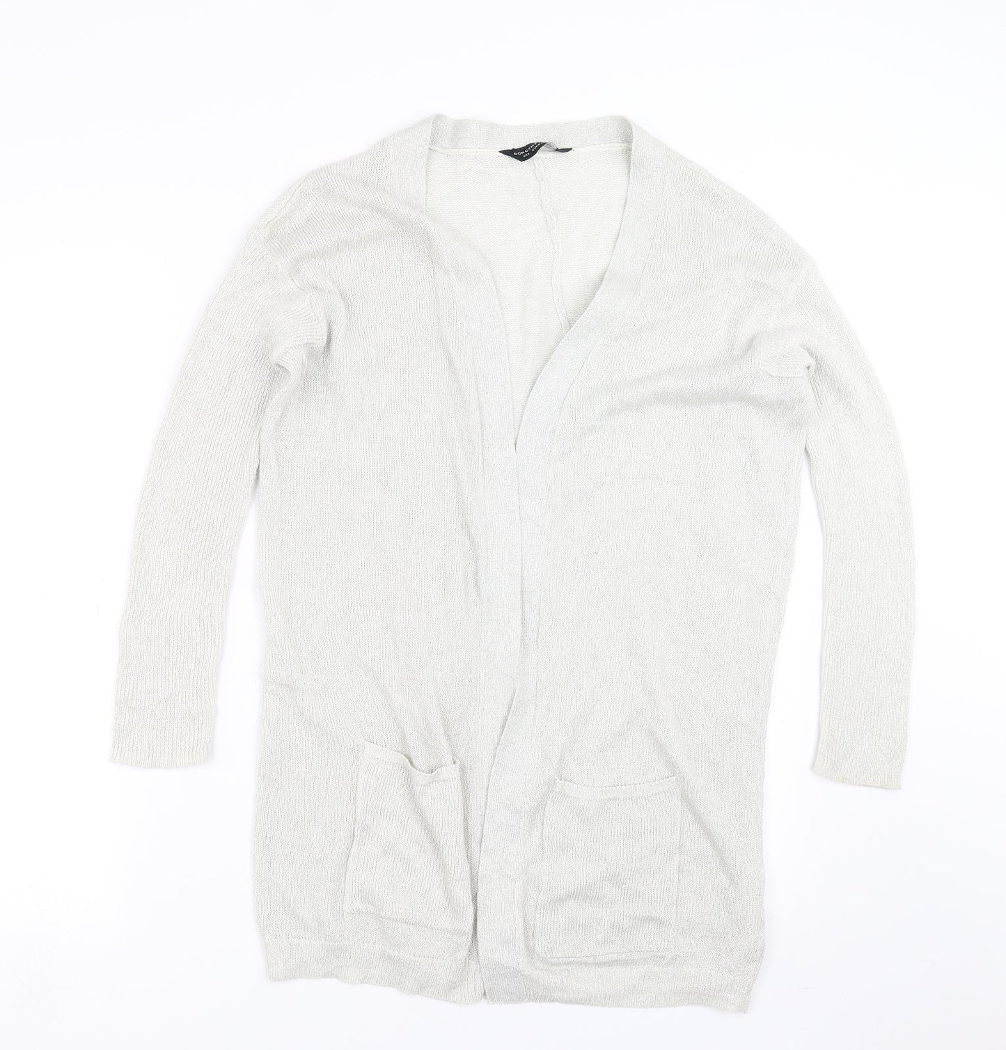 Dorothy Perkins Womens Silver  Knit Cardigan Jumper Size 10