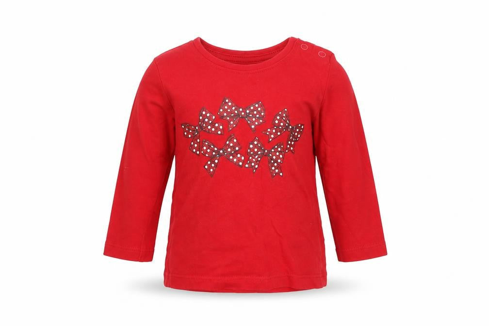 Primark Girls Red   Basic T-Shirt Size 6-9 Months  - bows