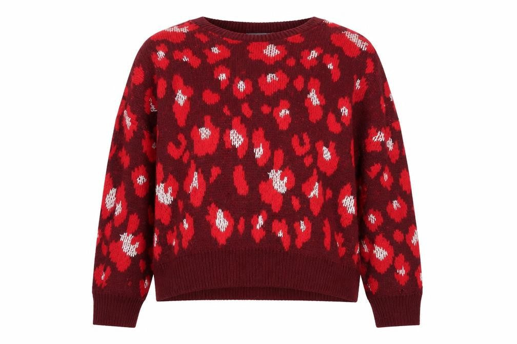 Primark Womens Red Animal Print  Pullover Jumper Size S