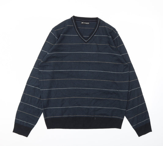 M&S Mens Blue Striped  Pullover Sweatshirt Size L